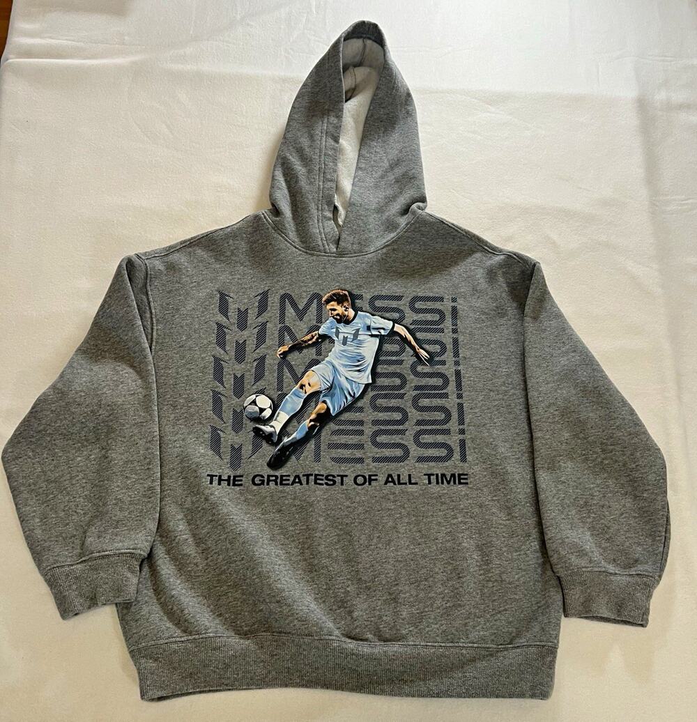 Messi Collection Unisex Kids Gray Pullover Hoodie, Graphic Messi, Size L